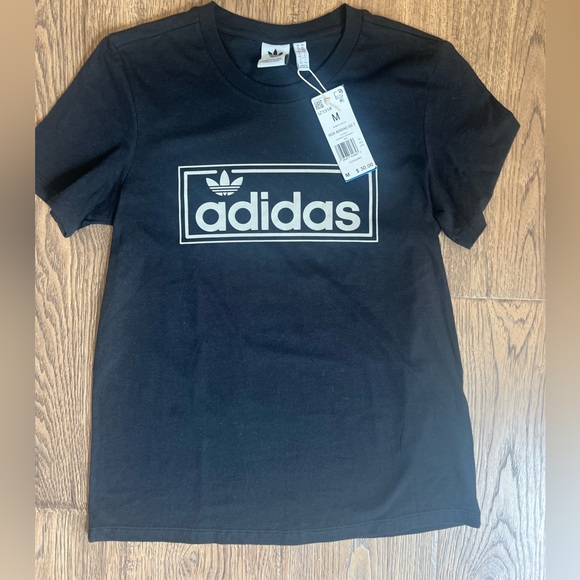 NWT Black Adidas Women’s Logo T-Shirt Medium - Picture 1 of 2